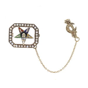 Yellow Gold OES & Shriners Badge & Sweetheart Guard Pin - 10k Women's Masonic